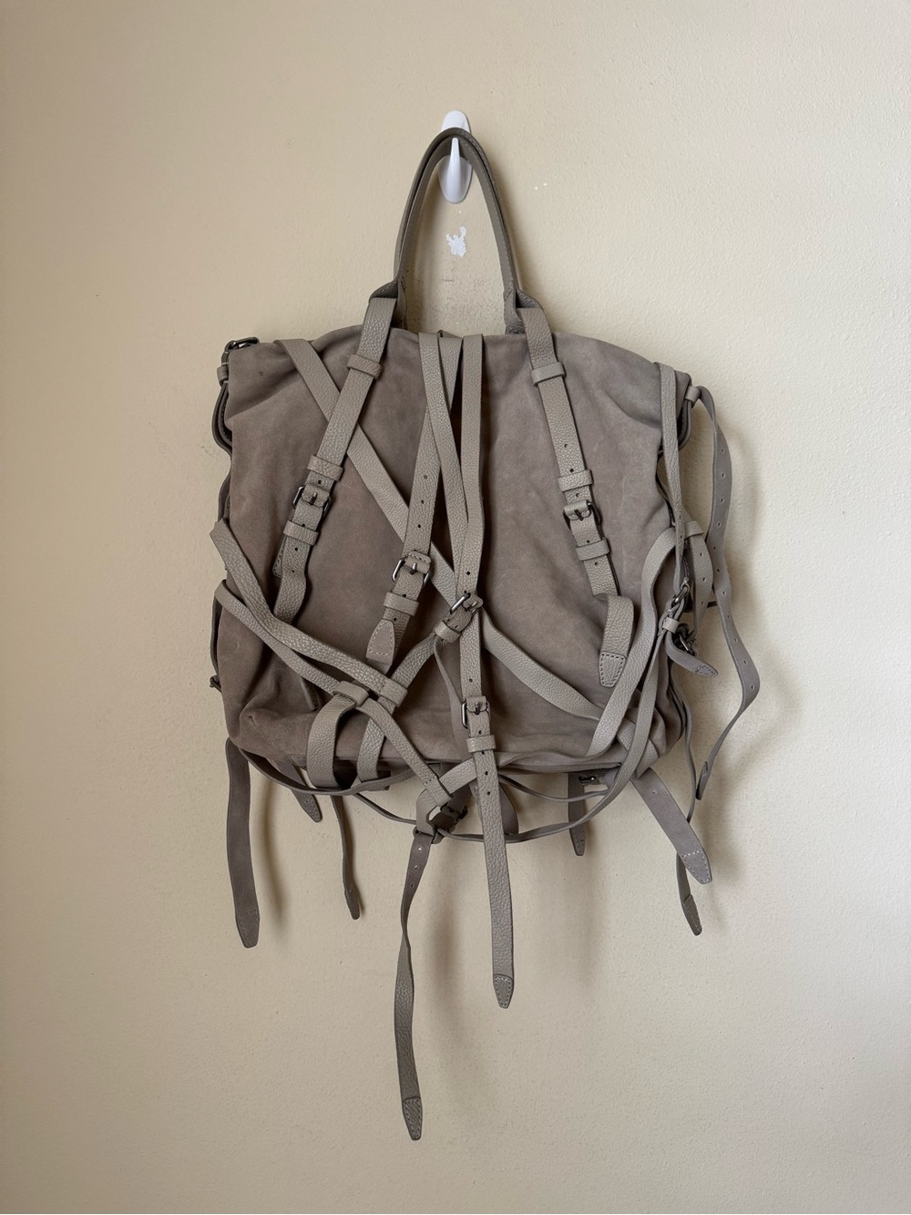 Alexander Wang Kirsten Bag Suede Leather Khaki Shoulder Strap Tote - Picture 6 of 10